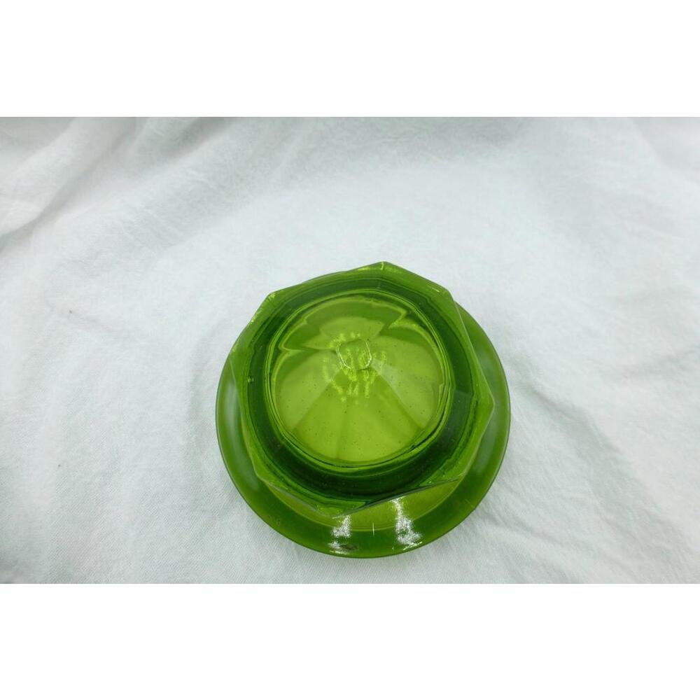 Vintage LE Smith 7.5" Green Glass 10 Paneled Canister Apothecary Jar w/Lid H1 - Picture 6 of 10